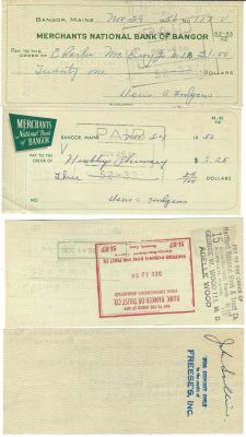 1956Checks
Bernard and Doris Hodgins Bank Checks 1956
